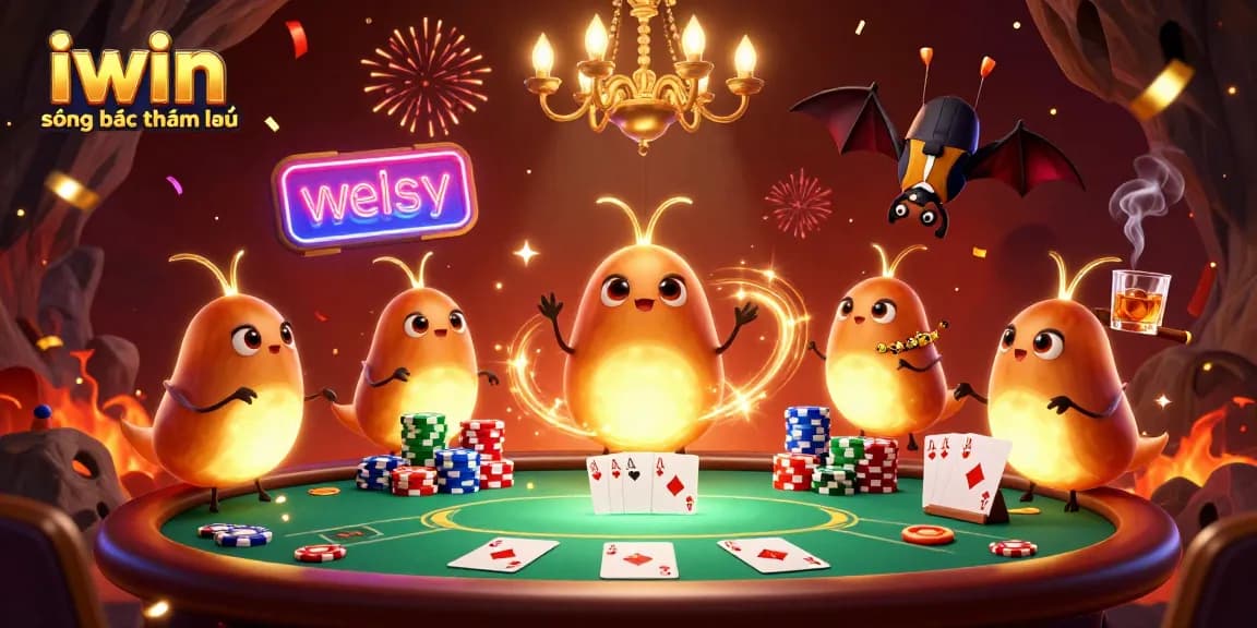 Experience the excitement at iwin sòng bạc thượng lưu with vibrant casino elements and playful glowworms.