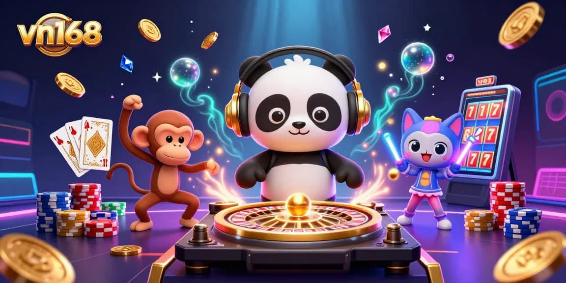 Experience thrilling adventures with vn168 as you spin reels and chase jackpots in a lively casino scene.