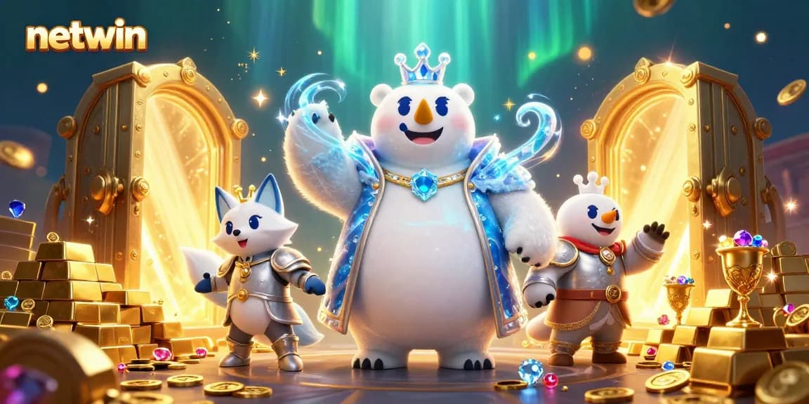 Engage in epic wins with netwin, featuring dazzling treasures and vibrant characters in a magical casino realm.
