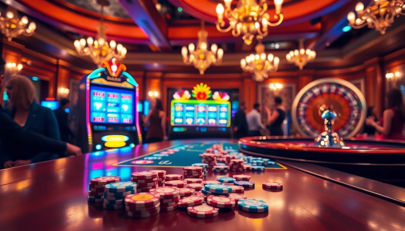 Experience the excitement of slot88 with vibrant casino scenes showcasing colorful slot machines and lively gameplay.