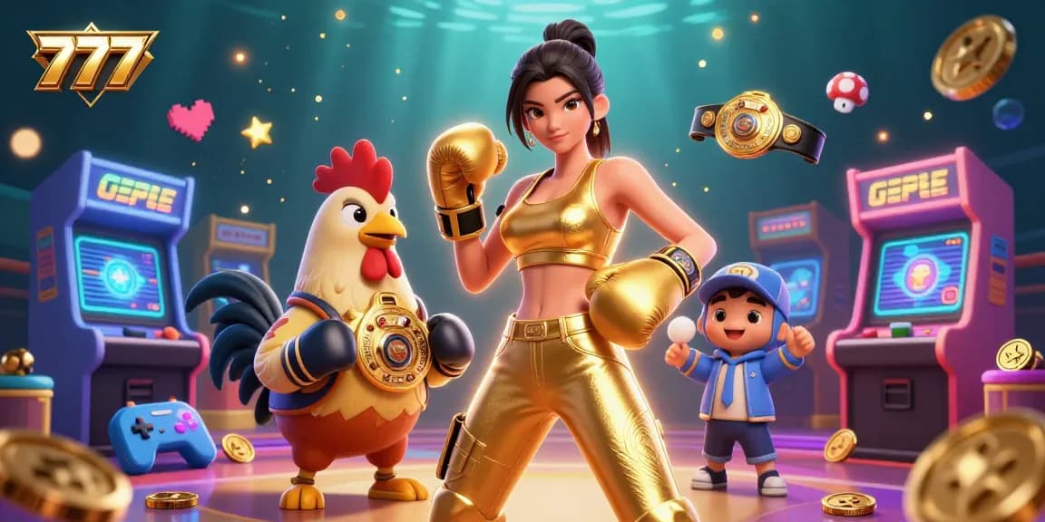 Experience the thrill of 777 gaming with high-energy characters in a vibrant casino scene.
