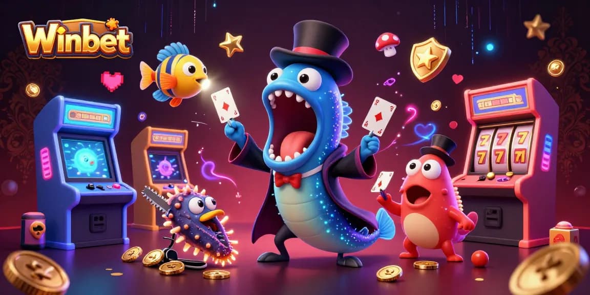 Experience exhilarating gameplay with Winbet, showcasing a vibrant 3D casino scene featuring unique characters and game elements.