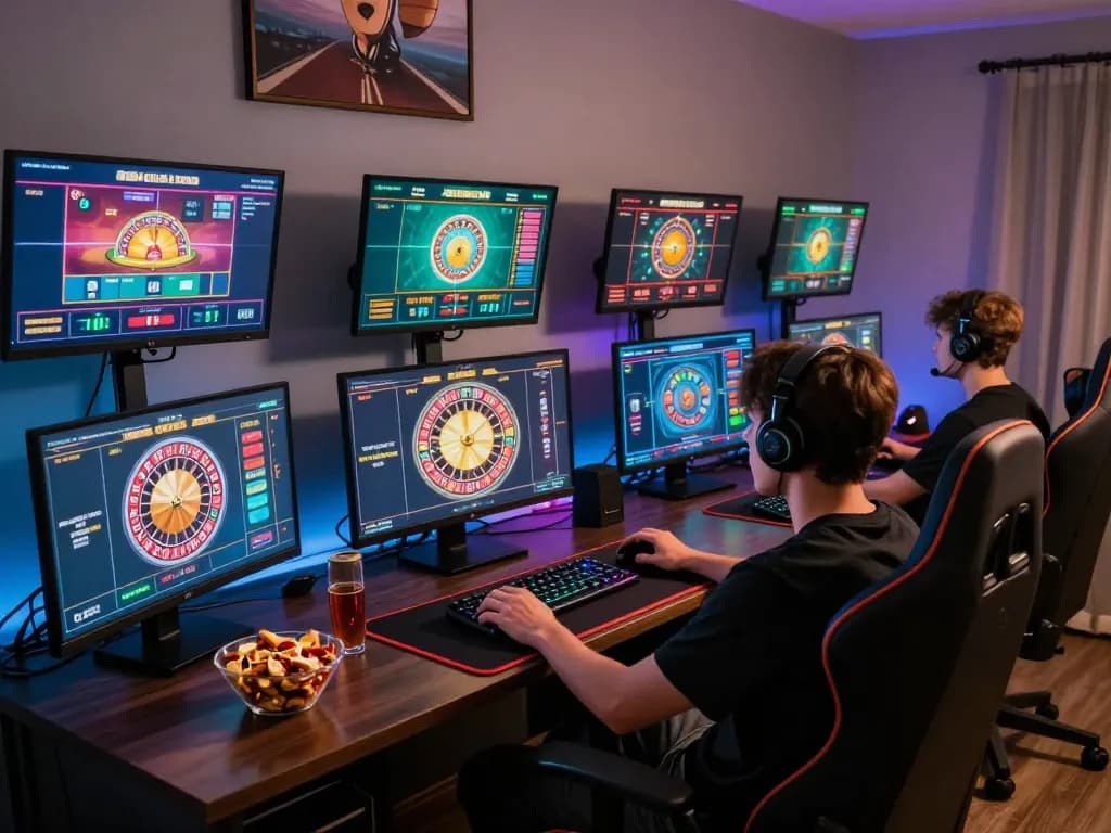 KONG88 player enjoying live roulette in an immersive online casino setup at home