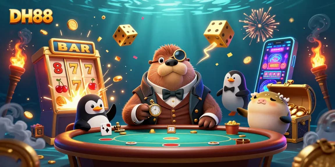 Experience thrilling gameplay at DH88's underwater casino with vibrant 3D characters and jackpot excitement.