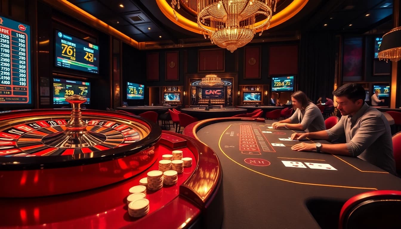 Experience the thrill of live betting at https://www.kjc.global/ with stunning casino visuals, poker chips, and roulette wheels.