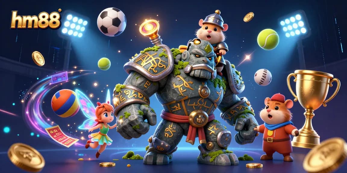 Engage with dynamic gambling excitement at hm88 featuring magical characters and sports elements.