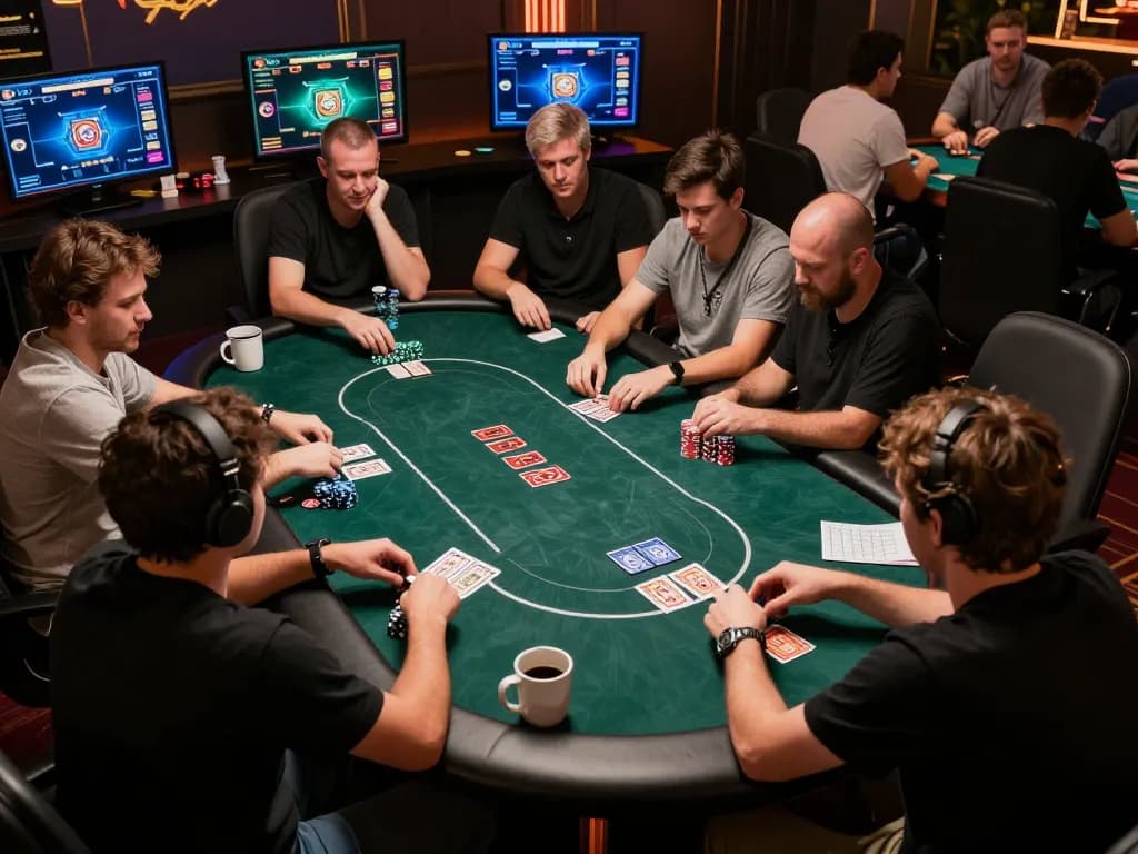 Players engaged in an exciting KP88 online poker game, showcasing strategy and interaction.
