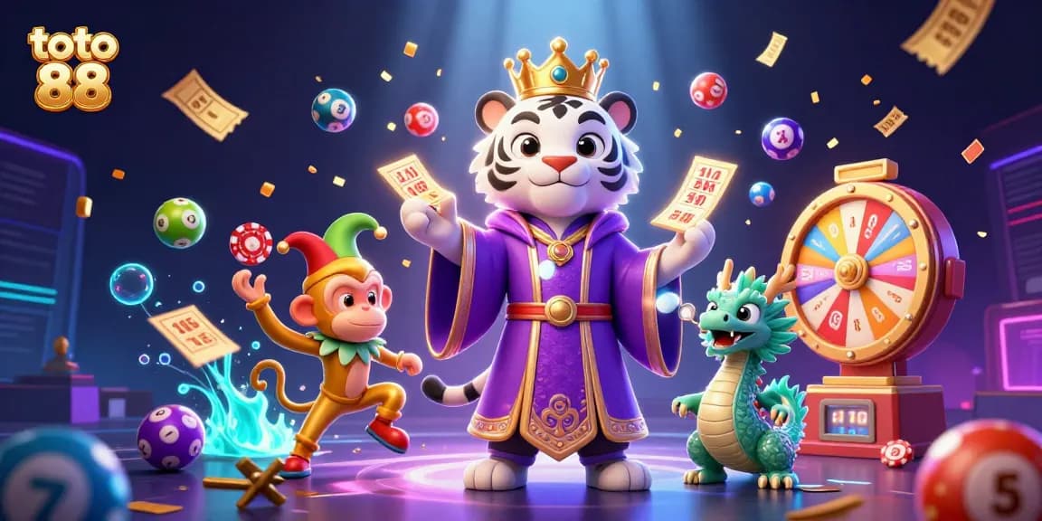 Experience thrilling gameplay at toto 88 with vibrant lottery elements and charismatic characters in a spellbinding scene.