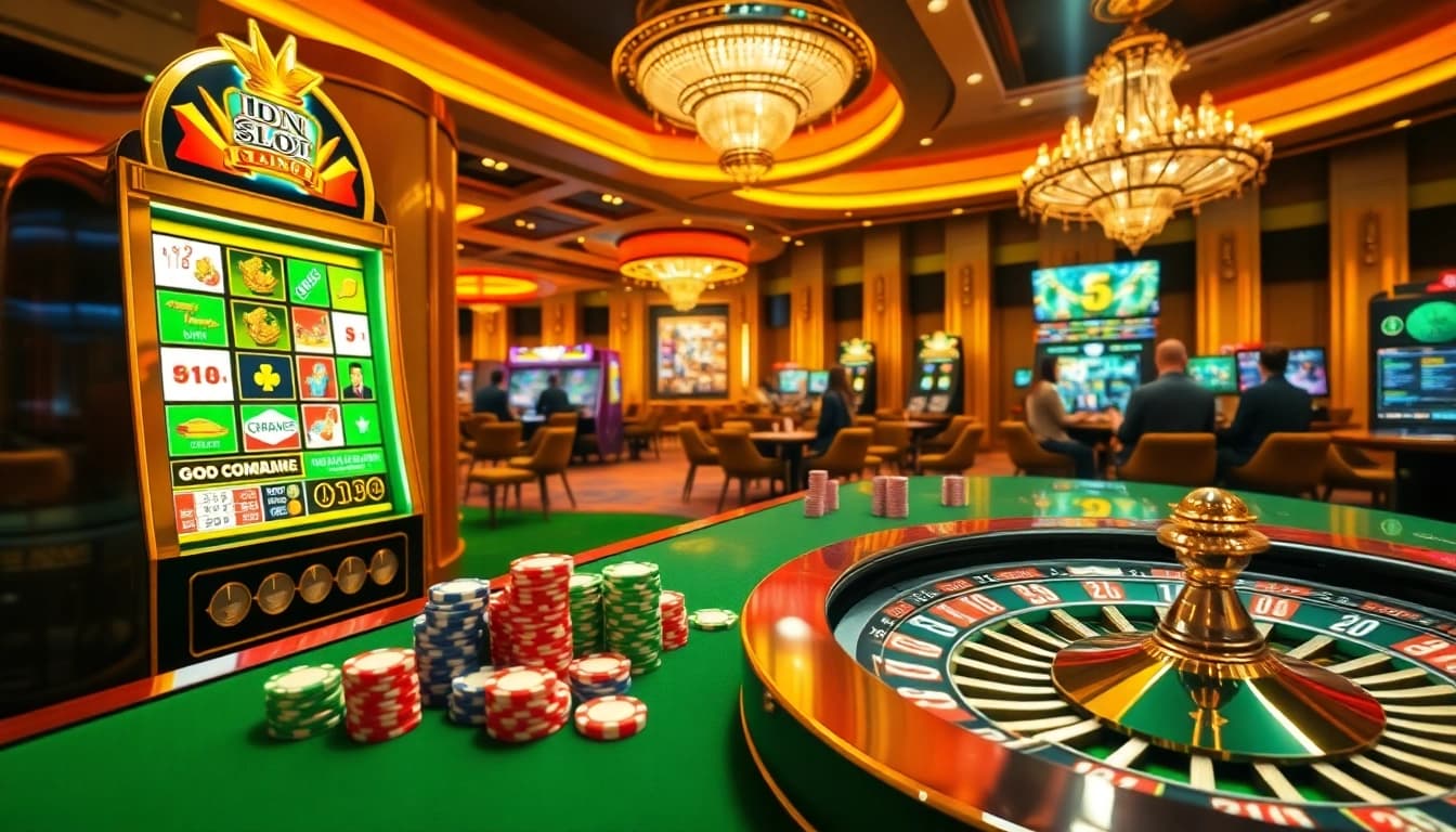 Experience thrilling IDN Slot gameplay with vibrant casino elements and exciting online gaming activities.