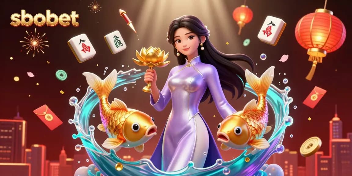 SBOBET offers dynamic betting experiences illustrated with vibrant characters and festive elements in a colorful casino scene.