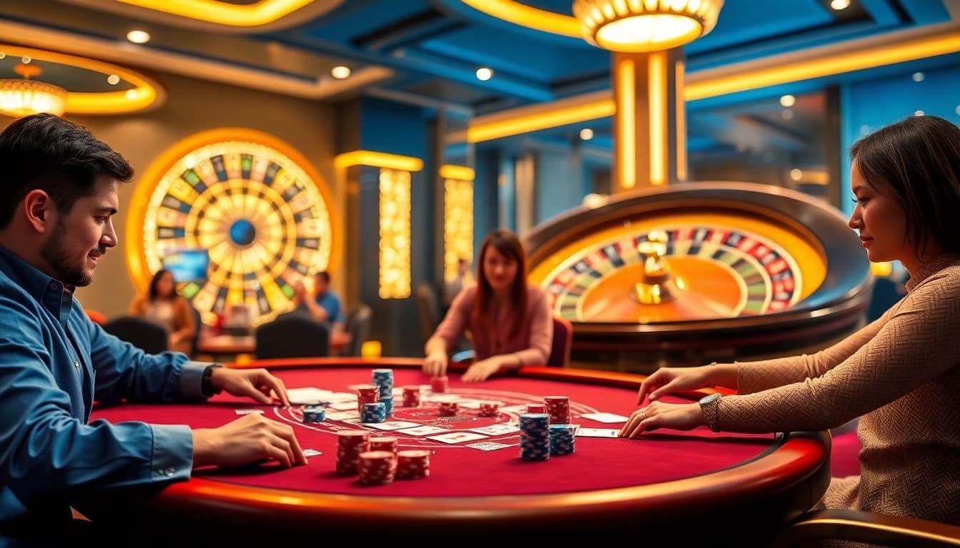 188bet players enjoying an exciting poker game at an elegant casino table.