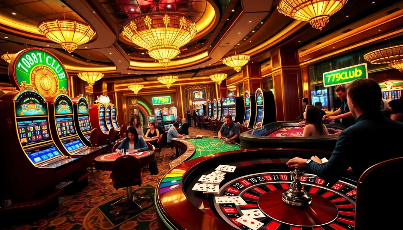 Engaged gamblers enjoying games at 789CLUB in a vibrant casino atmosphere.