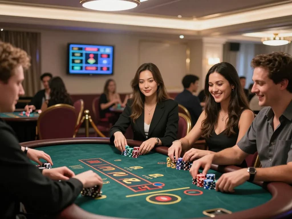 Engaging baccarat gaming atmosphere showcasing players using free credit baccarat at a lively casino table.