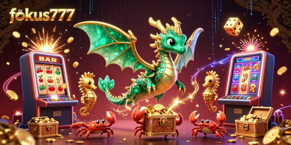 Experience the thrill of fokus777 with an exciting casino scene featuring a jackpot explosion alongside captivating sea creatures.