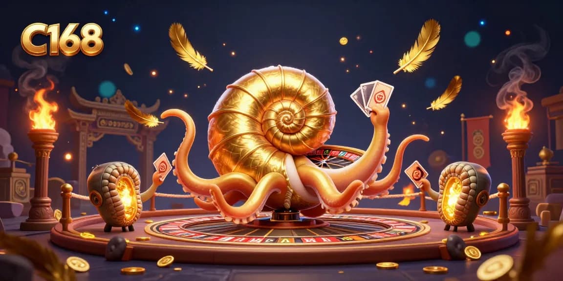 Engage in thrilling gameplay with C168 at an ancient giant nautilus roulette wheel