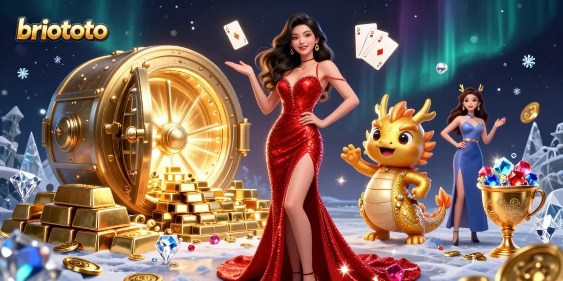 Briototo showcases thrilling gaming action with a dynamic Asian woman and golden dragon in a vibrant casino scene.