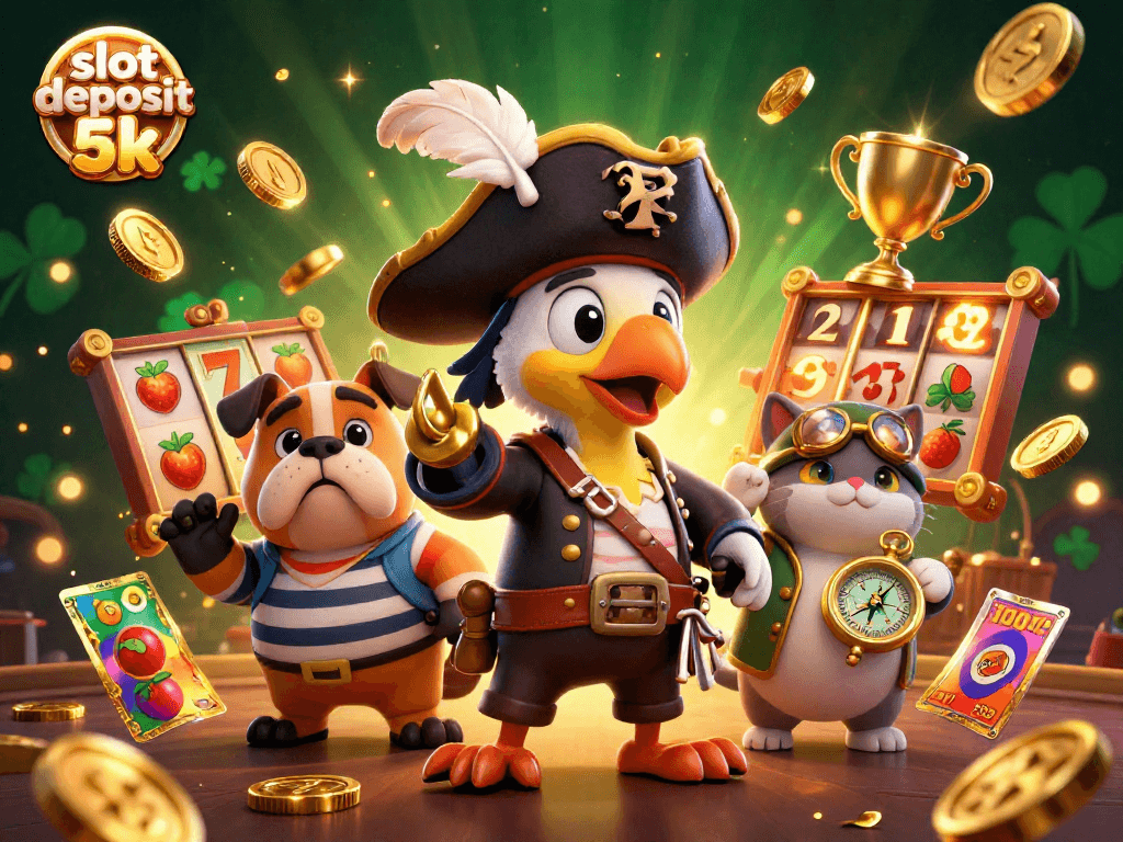 Experience the excitement of slot deposit 5k with vibrant casino characters and dazzling game elements in an energetic 3D scene.