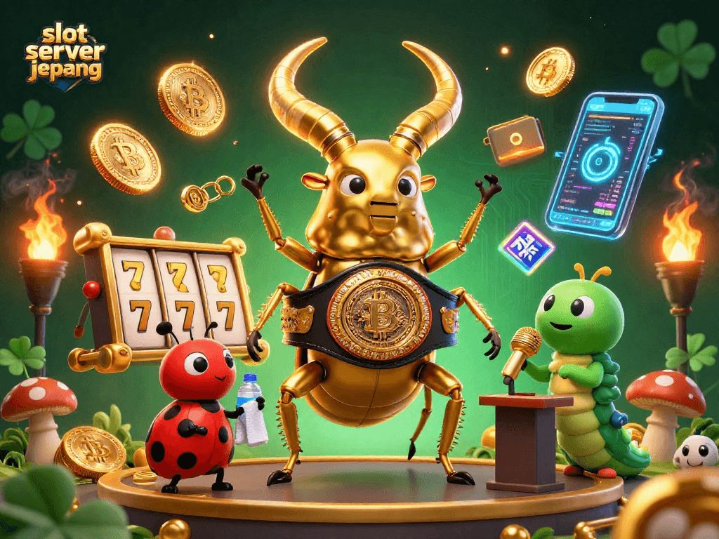 Engage with slot server jepang through an energetic 3D illustration showcasing playful casino elements.