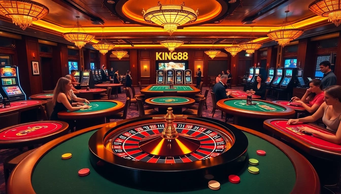 Experience thrilling gameplay at King88 with vibrant casino tables and exciting gambling options.