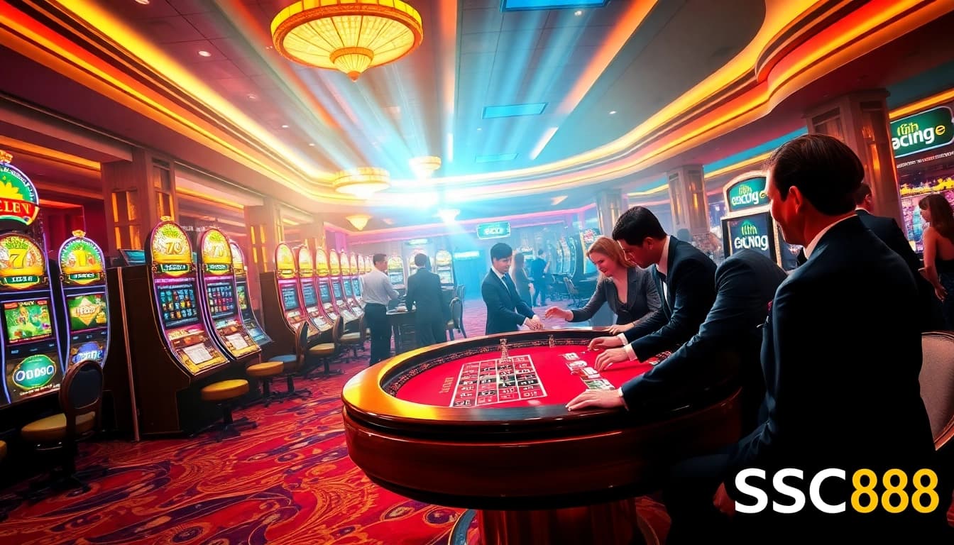 SC88 players enjoying a thrilling gambling experience at a vibrant casino table.