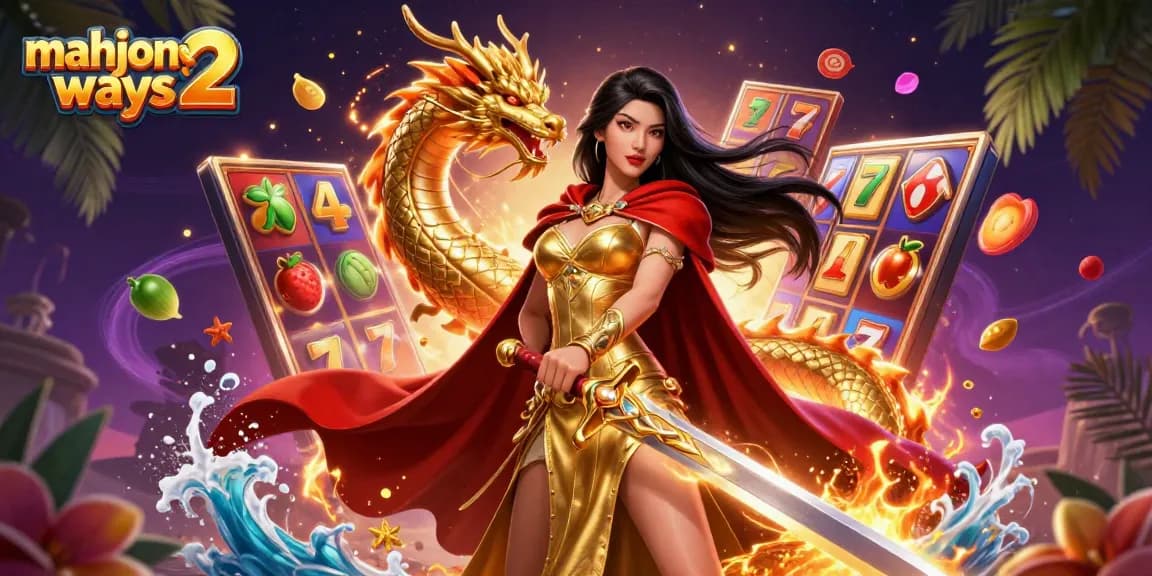 Experience big wins in Mahjong Ways 2 with vibrant slot reels spinning around a queen.