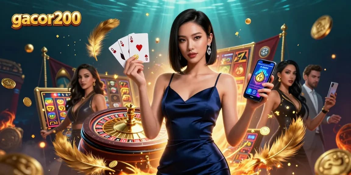 Experience winning opportunities at gacor200 with a stunning Asian woman at a vibrant casino