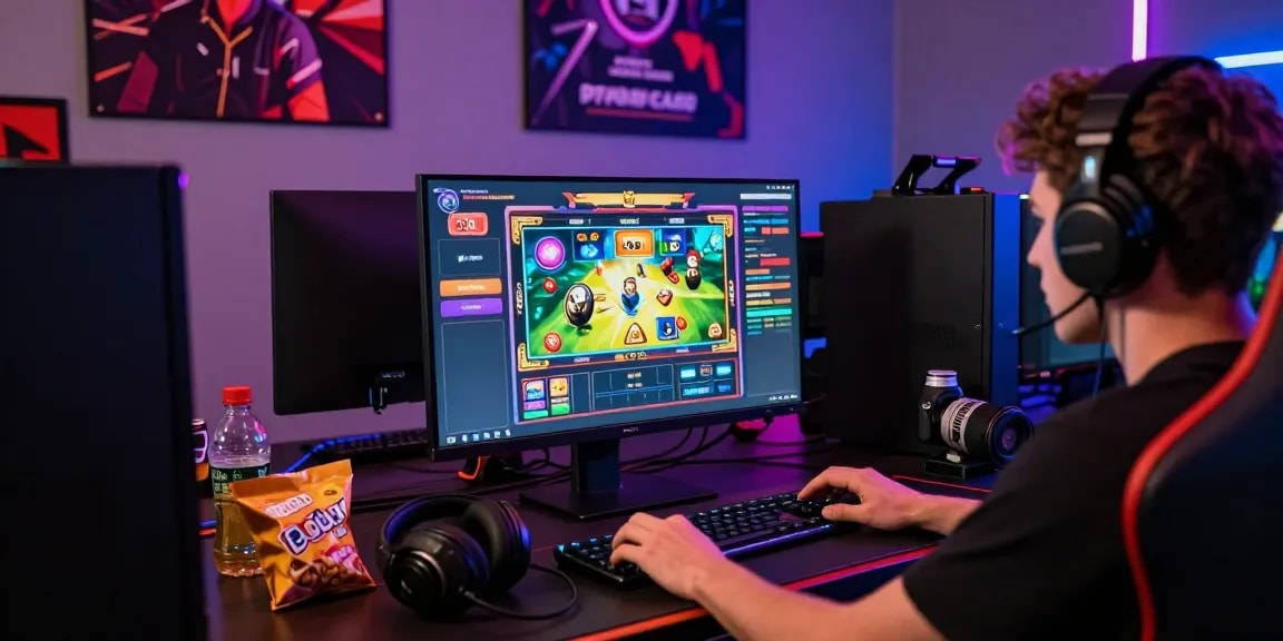 Diana4D, pemain game online dengan antarmuka menarik dan peralatan gaming canggih.