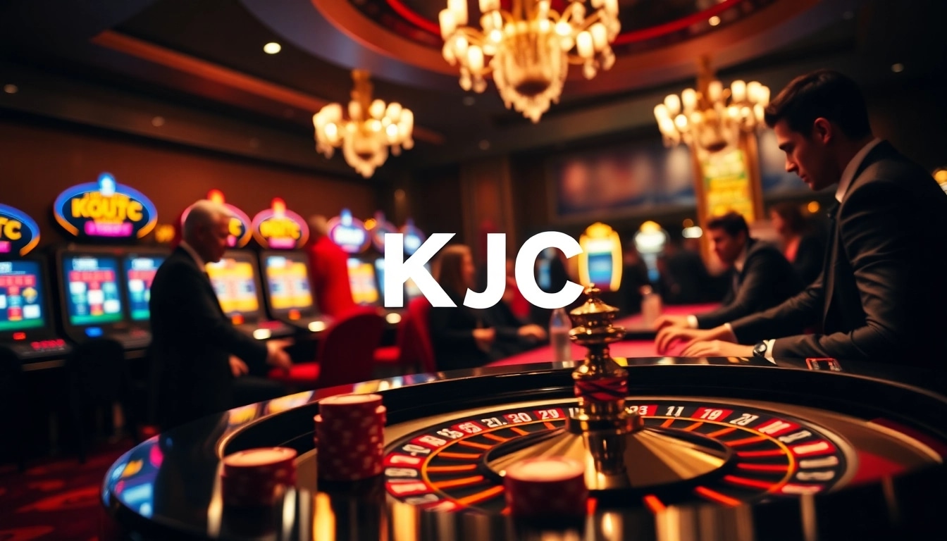 Players engaging intensely at a luxurious KJC casino roulette table, highlighting excitement and gaming strategy.