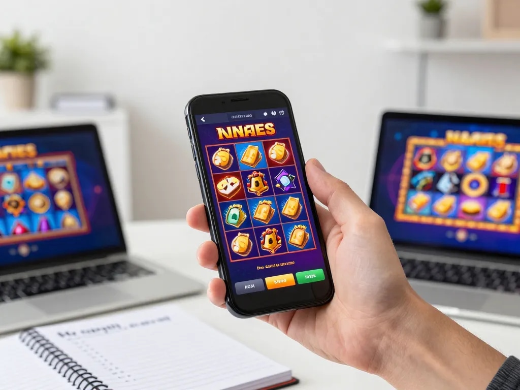Engaging gameplay on slot online smartphone app, showcasing dynamic graphics and lively jackpots.
