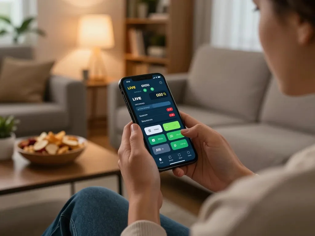 Engaging poker gameplay on ku88 mobile app captures excitement and strategy in a cozy setting.