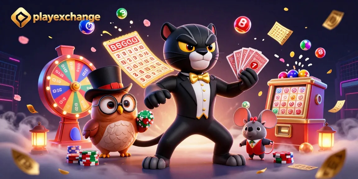 Engage with the vibrant world of playexchange through illustrated characters in a dynamic gambling scene.