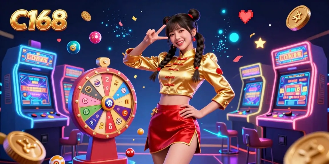 C168 promotes engaging gameplay with vibrant 3D visuals, showcasing a lively atmosphere filled with gaming excitement.
