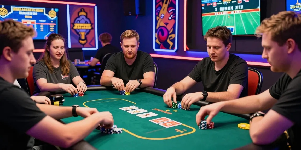 Permainan poker online di Dewapoker dengan pemain bersemangat dan dealer profesional.
