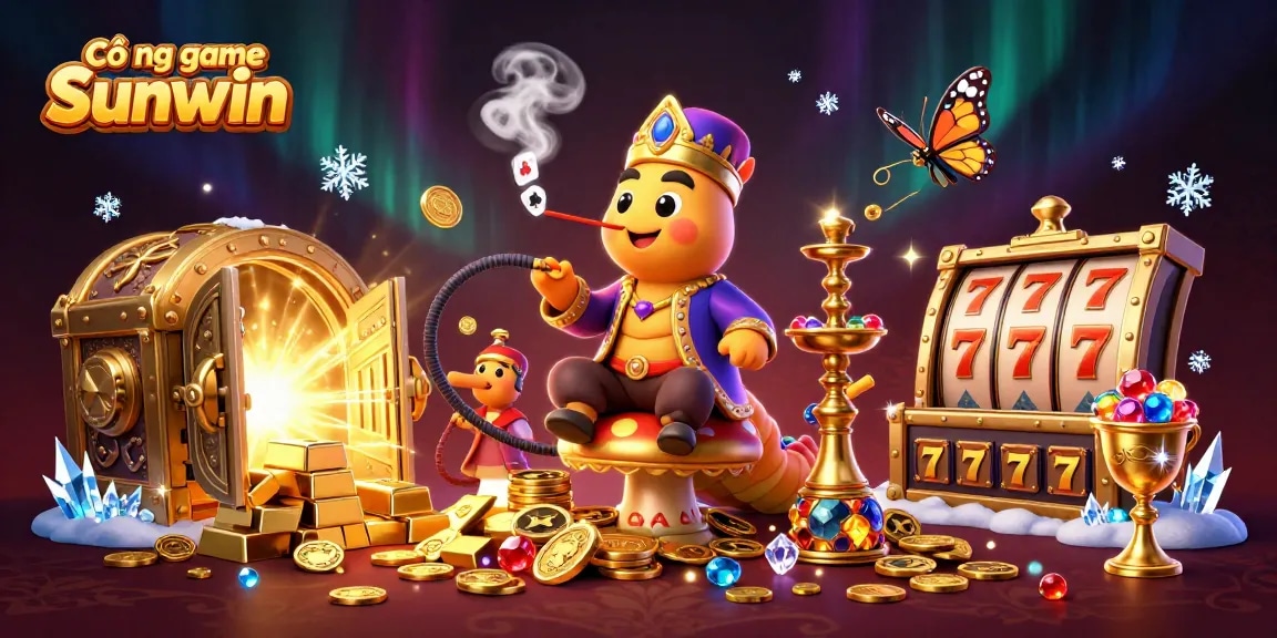 Cổng game Sunwin offers a vibrant 3D scene with unique casino elements and characters, ideal for gaming.