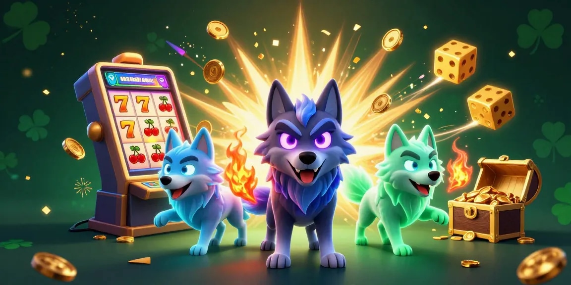 Experience the thrill of slot77 with a dynamic 3D scene featuring ghostly wolves and a jackpot explosion!