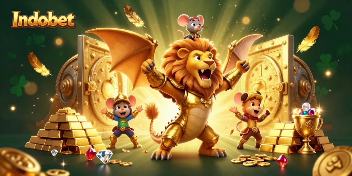 Indobet menghadirkan keseruan taruhan dengan chimera berani dikelilingi kekayaan emas dan harta karun.