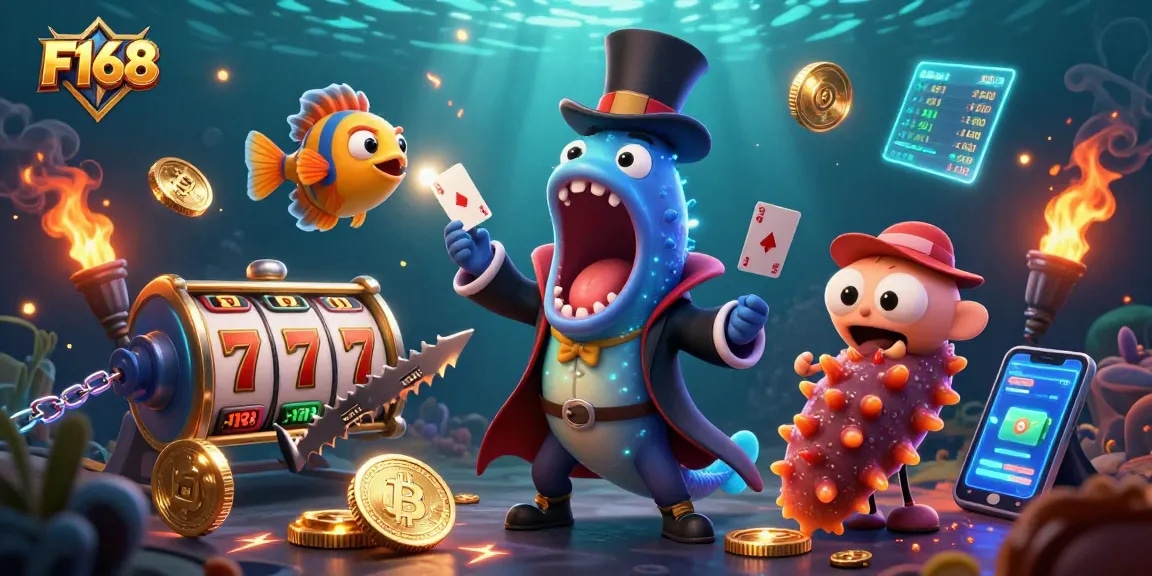 Experience thrilling casino magic with F168 as deep-sea creatures bring luck and excitement.