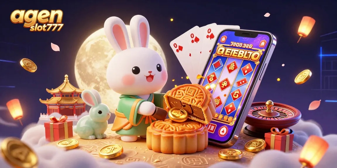 Experience the thrill of agen slot777 with an enchanting 3D illustration of gaming elements and characters.