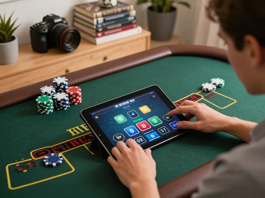 Engaging player placing bets in an online casino game, highlighting Giấy phép hoạt động for secure gaming.