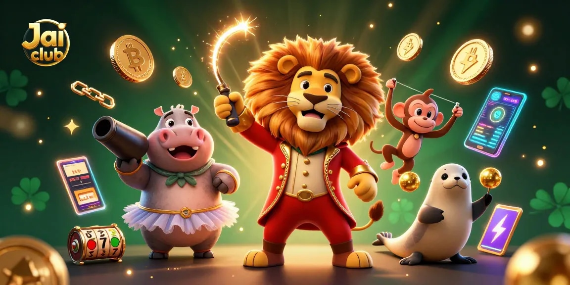Celebrate at Jai club with vibrant 3D characters engaged in fun casino activities, surrounded by iconic slot game elements.