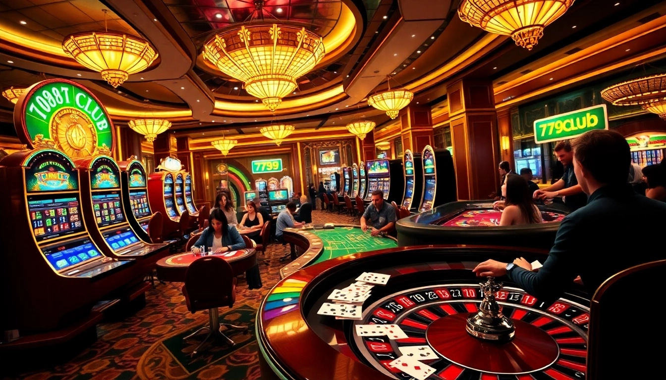 Engaged gamblers enjoying games at 789CLUB in a vibrant casino atmosphere.