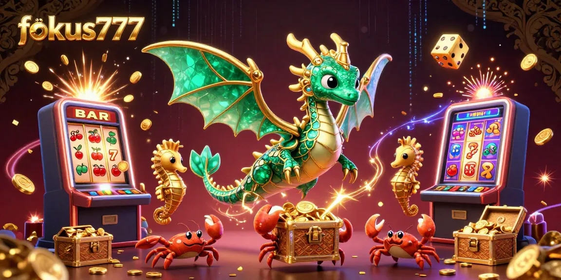 Experience the thrill of fokus777 with an exciting casino scene featuring a jackpot explosion alongside captivating sea creatures.