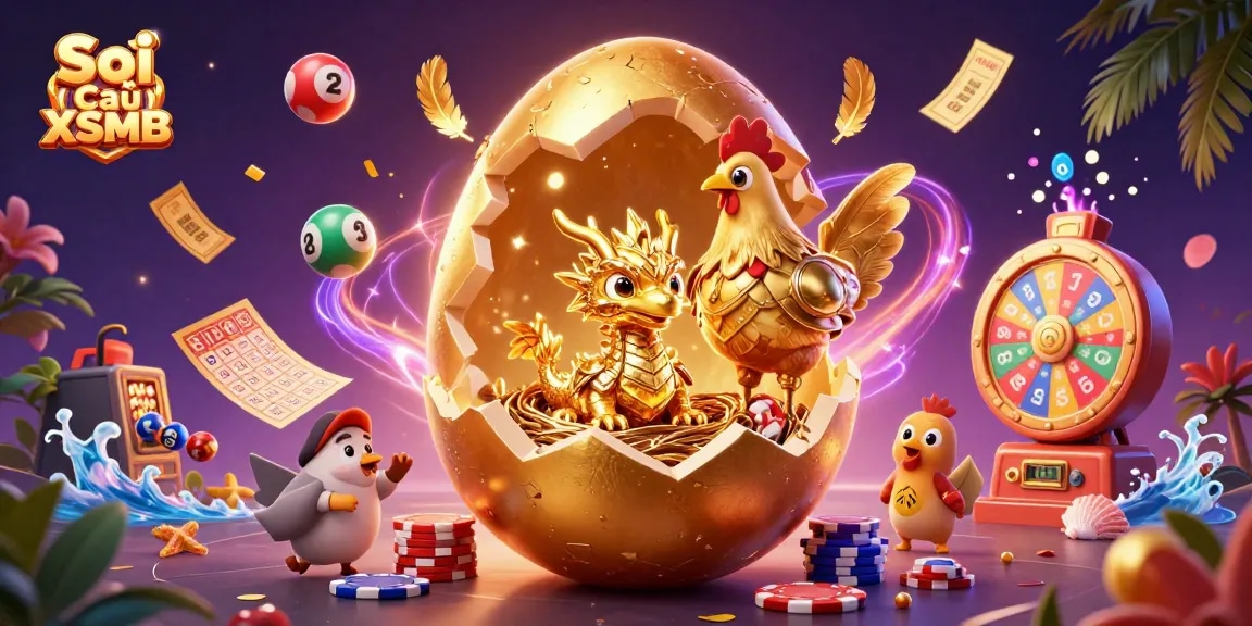 Soi Cầu XSMB: Enter the vibrant world of lottery with animated elements capturing the thrill of winning.