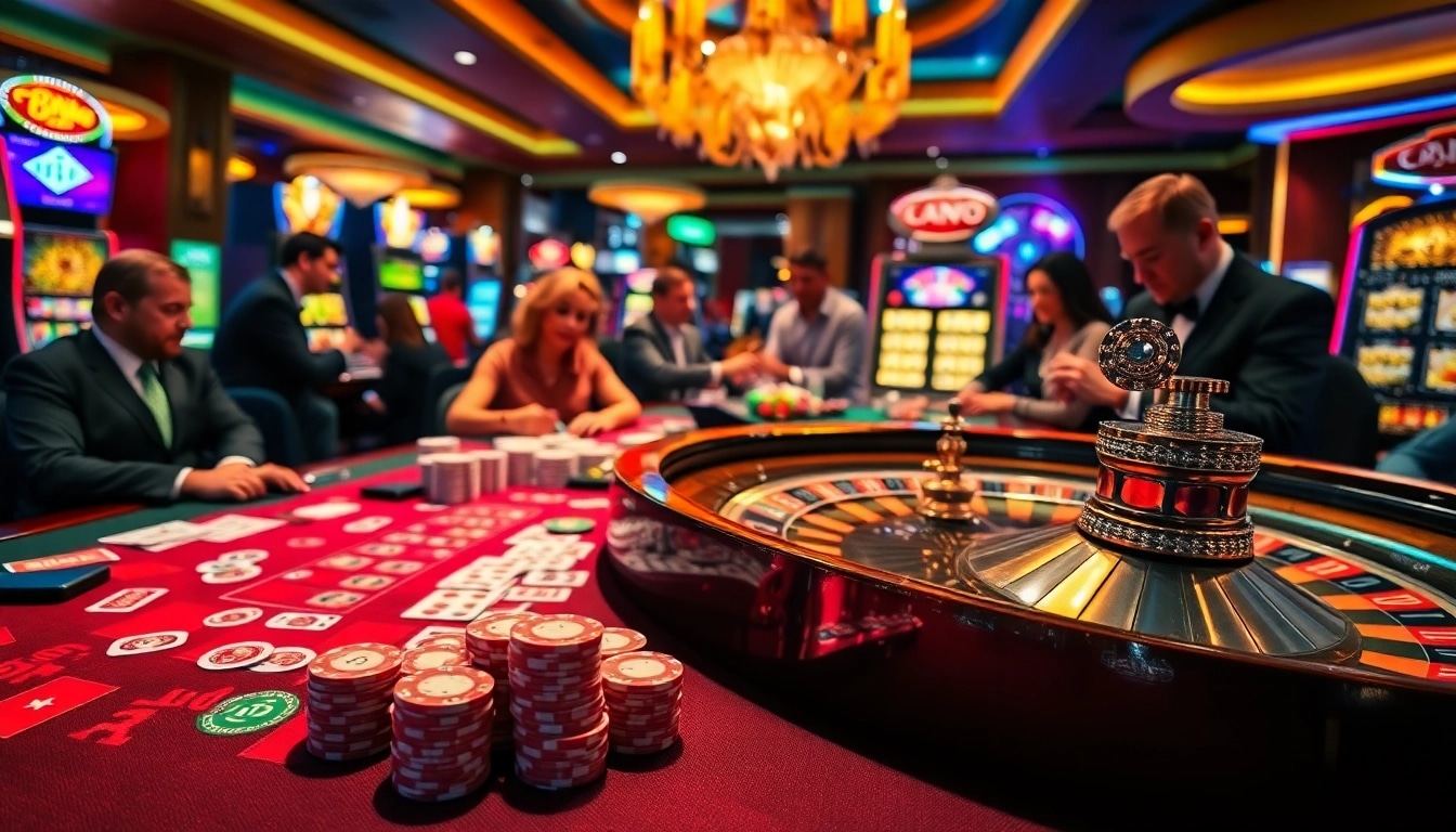Exciting gambling scene with poker chips and cards at jagoan86 casino table.