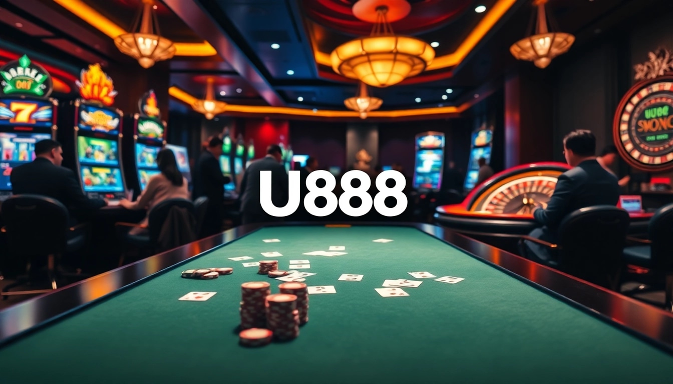 Experience the thrill of u888 with a luxury casino environment showcasing dynamic games and vibrant action.