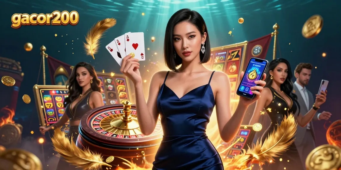 Experience winning opportunities at gacor200 with a stunning Asian woman at a vibrant casino