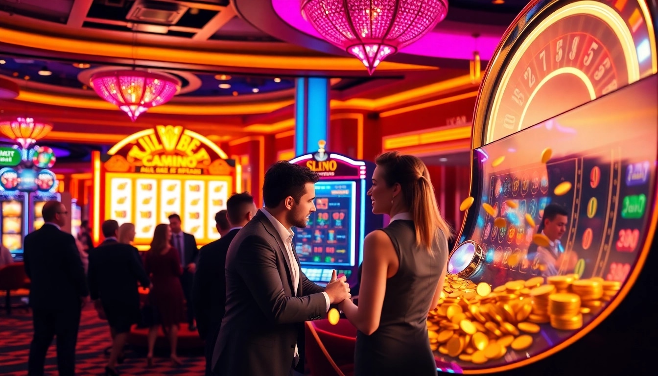 Players enjoying the excitement of slot 88 with vibrant casino atmosphere and colorful elements.