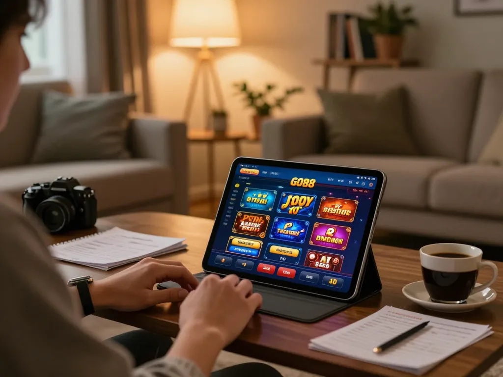 Experience GO88 casino app gameplay in a cozy environment, showcasing strategic betting in action.