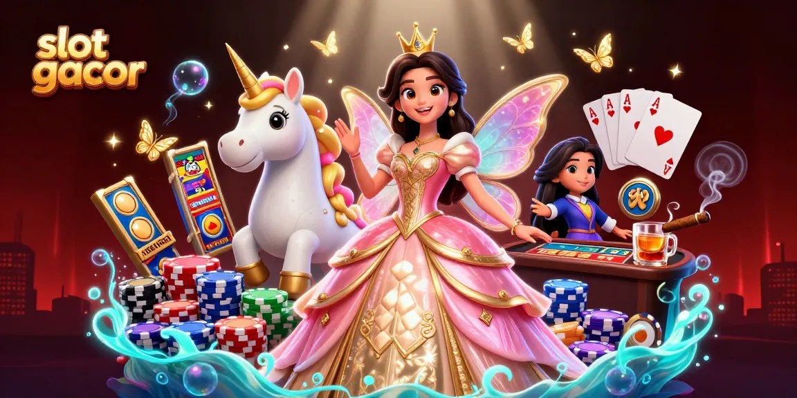 Experience thrilling slot gacor action with a majestic Asian princess, golden unicorn, and vibrant gaming elements.