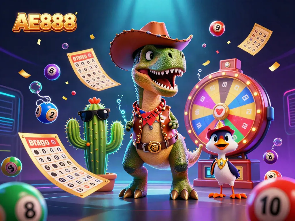 Experience thrilling gaming excitement at AE888 with engaging characters and vibrant casino elements.